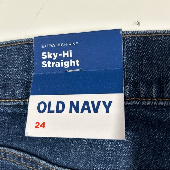 Old Navy Sky Hi Jeans Women’s 24 Straight Extra High Rise Stretch Mom Dark Wash - Picture 15 of 15